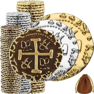 Pirate Coins, 102 Bronze, Silver & Gold Treasure Coin Set,