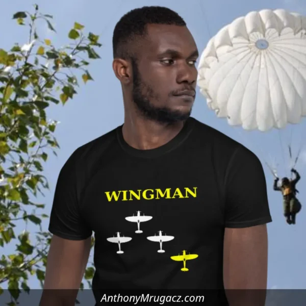 Man wearing a Wingman Dogfight shirt by Mrugacz.