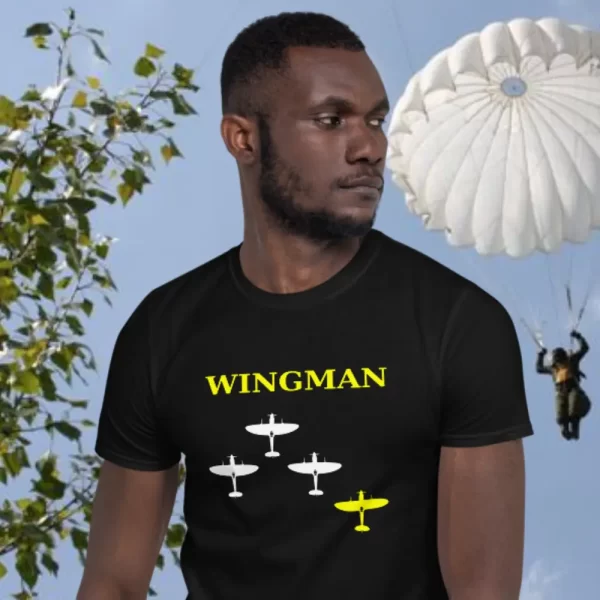 Man wearing a Wingman Dogfight Tshirt by Mrugacz.