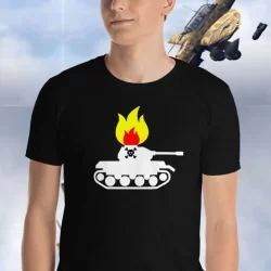 Man wearing a Flaming Panzer BBQ Tshirt from Mrugacz