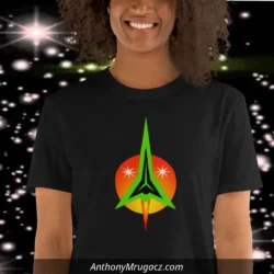 Woman wearing a Astro Star Gazer Shirt by Mrugacz.