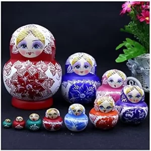 Wooden Matryoshka Russian Wishing Dolls Kids Toy Stacking Nesting Doll Hand Painted.