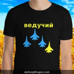 Man wearinga Ukraine Ghost Wingman shirt by Mrugacz.