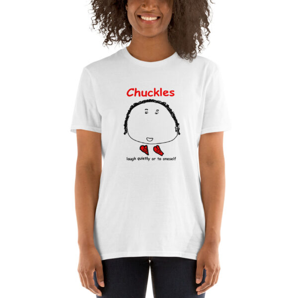 Girl wearing a Chuckles Two Heart T-shirt.