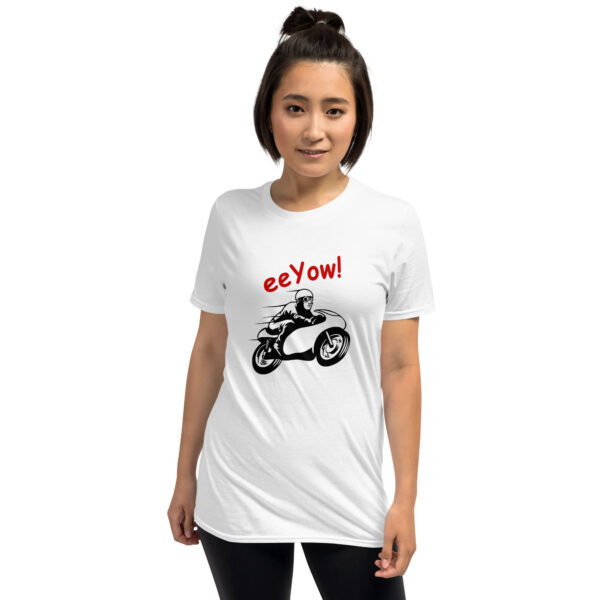 Person in a eeYow Go Fast T-Shirt by Mrugacz.