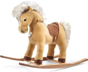 Steiff Franzi Riding Pony Stuffed Rocking Horse - Premium Quality Soft Woven Plush Ride-On Animal with Wooden Base and Handles