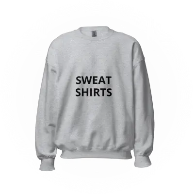 Gray shirt with printed text, "SWEAT SHIRTS" to access Safe Secure Online Shopping.