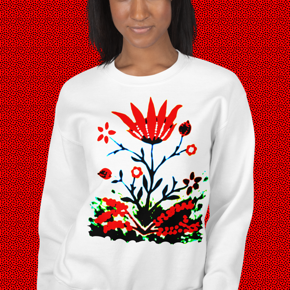 Women wearing a Forest Fire Flower Sweatshirt for the blog post "Add Soul to Life" by Mrugacz.