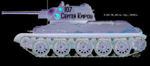 White T34 Tank Mass Produced Soviet Workhorse on black background.