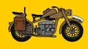 Right hand side view of 194o's Zundapp Afrika Korps Motorcycle on gold background