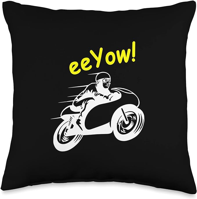 Motorcycle design on a pillow for the blog post "Open The Throttle Full" by Mrugacz.